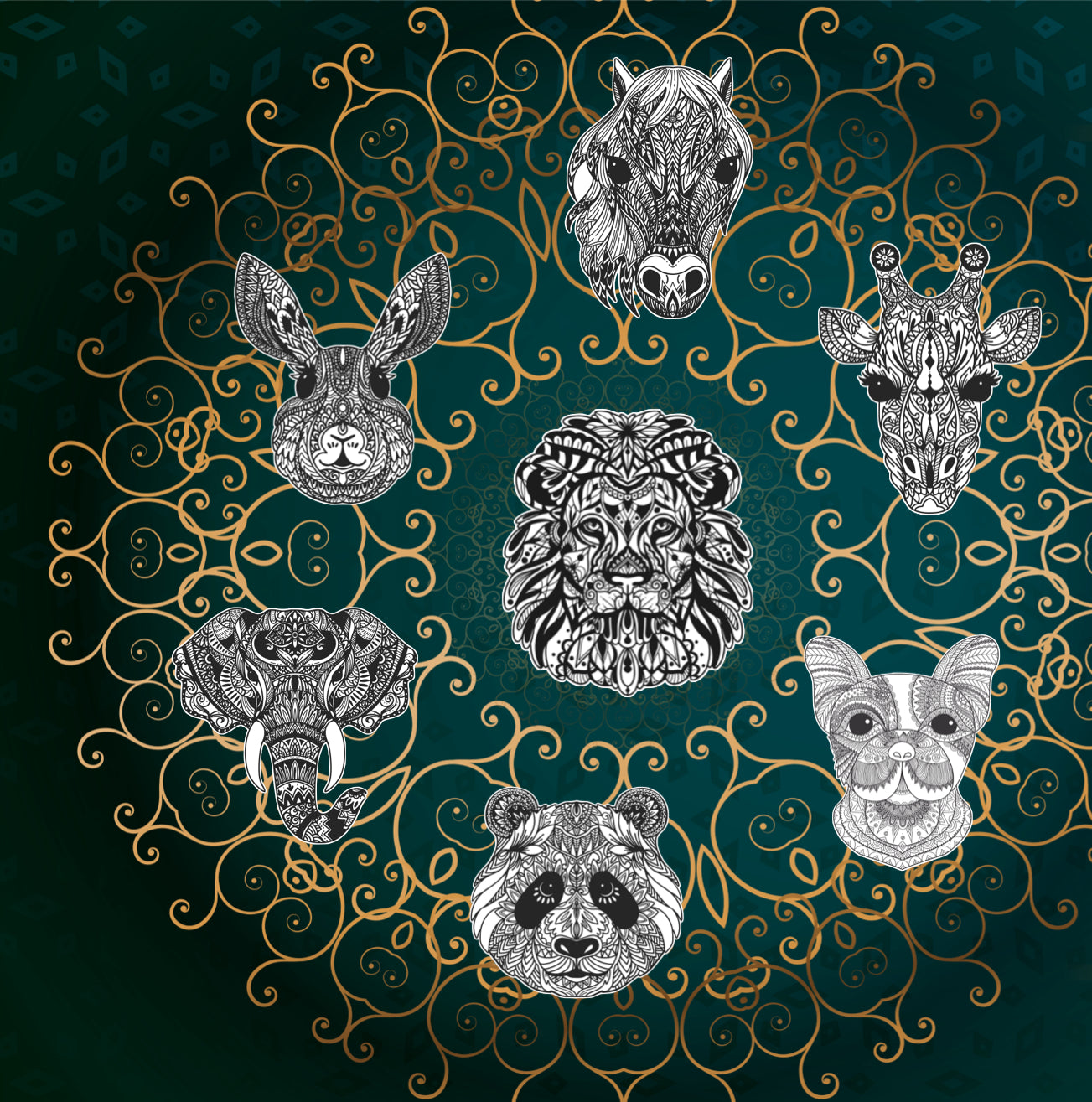 Mandala Coloring Book Animal Faces